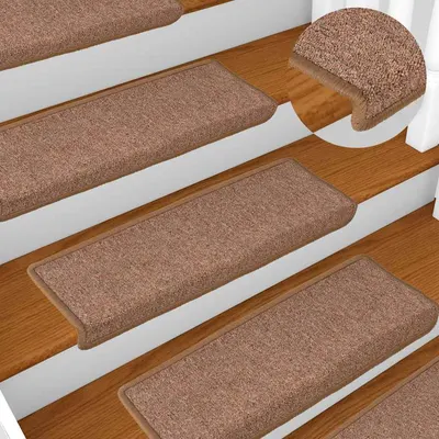 vidaXL Covorașe pentru scări, 15 buc., 65x21x4 cm, maro, cu margini dreptunghiulare