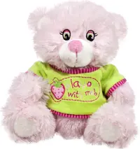 Jucărie de pluș Amek Toys - Ursuleț de pluș roz cu tricou, 30 cm