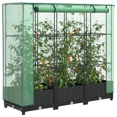 Gossi strat inaltat cu husa de sera, aspect ratan, 120x40x123 cm