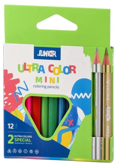 Set de creioane colorate Junior Ultra Color - Mini, 12 culori
