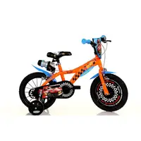Bicicleta cu pedale, Dino Bikes, Hot Wheels, Cu roti ajutatoare, 14 inch, Pana la 115 cm, Multicolor