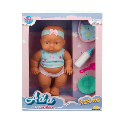 Papusa bebelus Ada, Dollz n More, La masa, 23 cm, Albastru