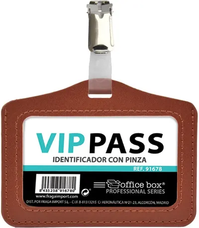 Ecuson orizontal cu clips OfBox - 11 x 7 cm, maro