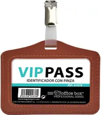 Ecuson orizontal cu clips OfBox - 11 x 7 cm, maro