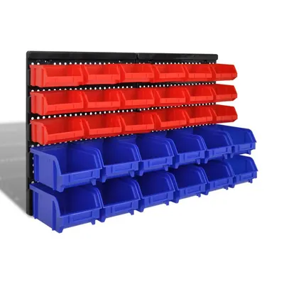 Set coș depozitare pt garaj, montat pe perete 30 buc albastru, plastic