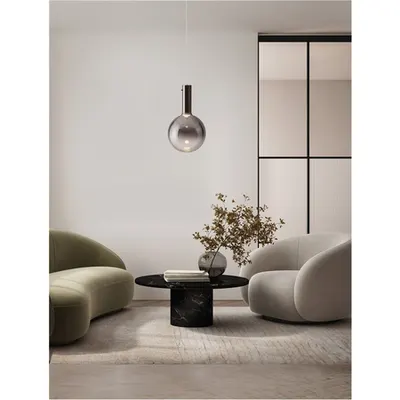 Lampa suspendata NOSTOS Fumuriu Sticla & Alb Metal Baza & Champagne LED 6W 220-240V 683Lm 3000K IP20 Dimabil