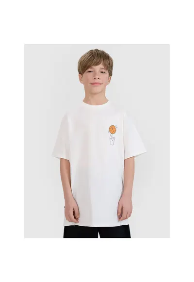 Tricou baieti JRSS25TTSHM2639-11S - 4F - Bumbac - Alb