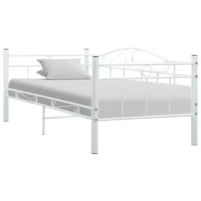 vidaXL Cadru pat de zi, alb, 90x200 cm, metal