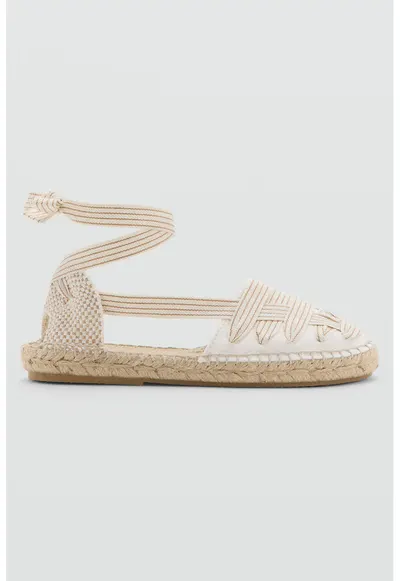 Espadrile cu model in dungi - Crem