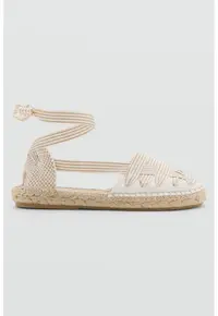 Espadrile cu model in dungi - Crem