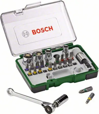 Set de biți și clichet Bosch - 27 părți, Ø6/7/8/10/13 mm