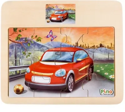 Puzzle din lemn de 12 piese Pino - Masina