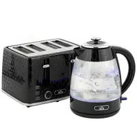 HOMCOM Set cu fierbător rapid 1,7L 2200W și prăjitor cu 4 fante cu filtru anticalcar, Negru | Aosom Romania