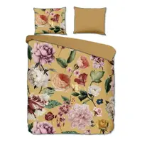 Lenjerie de pat galben ocru din bumbac satinat pentru pat dublu, extinsă 240x220 cm Fiori – Descanso