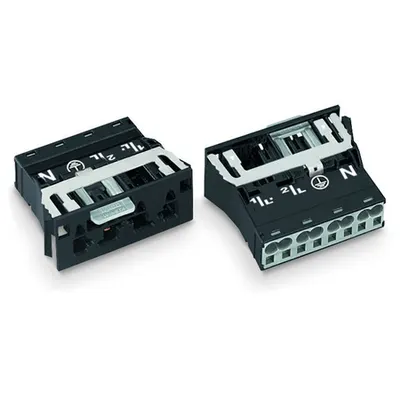 Snap-in plug; with direct ground contact; 4-pole; Cod. A; 4,00 mm²; black