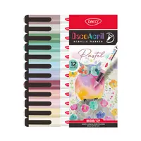 Marker acrilic, pastel, varf tip pensula, 12buc/set Daco