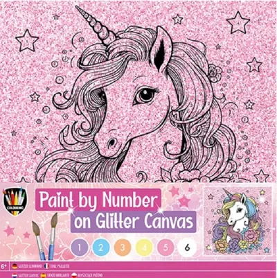 Set de colorat cu numere Grafix - unicorn, 25 x 25 cm