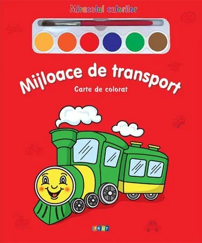 Miracolul culorilor. Mijloace de transport (carte de colorat + acuarelă + pensulă) - Board book - ***