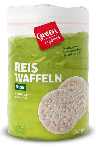 Napolitane de orez bio, fără sare, 100 g, Green