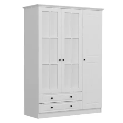 Dulap KALE 3, 3 usi, 2 sertare, alb, 135x52x210 cm
