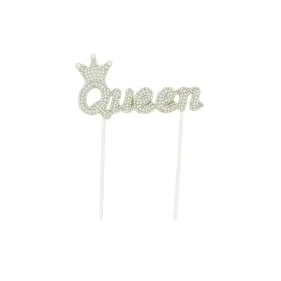 Cake Topper tort Queen perle argintii