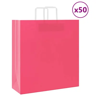 Gossi pungi de hartie 50 buc cu manere roz 45x17x48 cm