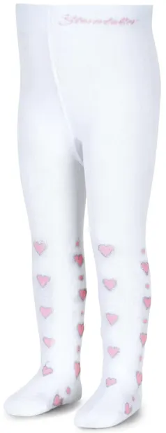 Colanți din bumbac pentru copii Sterntaler - Cu inimioare roz, 62 cm, 3-4 luni