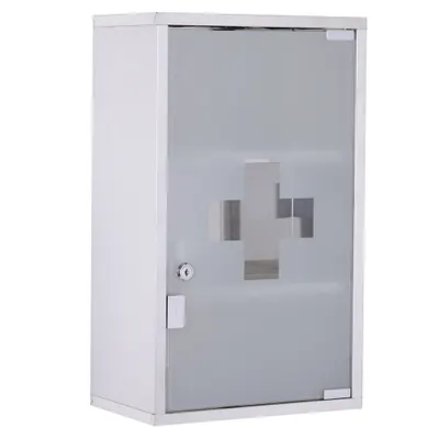 HOMCOM Dulap Medicamente din Oțel Inoxidabil 50x30x18 cm, Casetă Prim Ajutor cu Încuietoare & 2 Chei | Aosom Romania