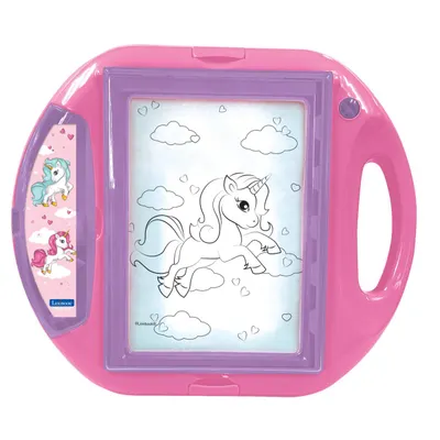 Proiector de desen cu sabloane si stampile, Lexibook, Unicorn