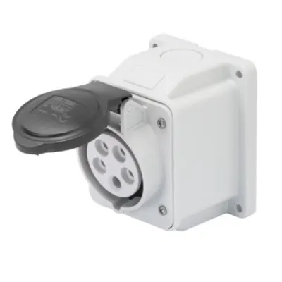 Priza industriala aparenta 10° - IP44 - 3P+N+E 32A 480-500V 50/60HZ - BLACK - 7H - Strangere cu surub