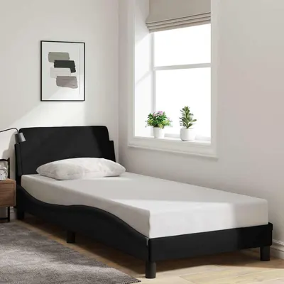 vidaXL Cadru de pat cu tăblie, Dover, negru, 90x190 cm, textil