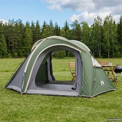 vidaXL Cort de trekking cu prelată rezistent la apă 3 persoană Verde