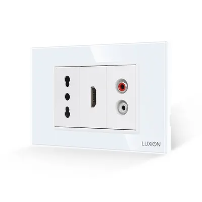 Priza Ingusta + HDMI + Audio cu Rama Din Sticla LUXION, Standard Italian, 3M