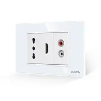 Priza Ingusta + HDMI + Audio cu Rama Din Sticla LUXION, Standard Italian, 3M