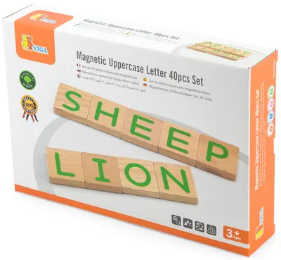 Set din lemn Viga - Litere magnetice, alfabet englezesc, 40 piese