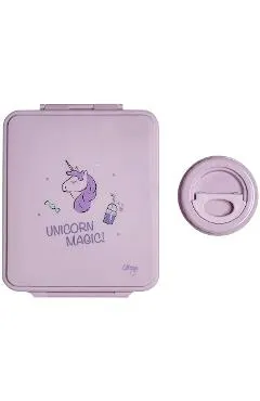 Caserola mare cu 4 compartimente si borcan termoizolant: Stormy Unicorn