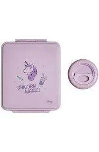 Caserola mare cu 4 compartimente si borcan termoizolant: Stormy Unicorn