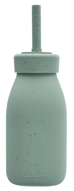 Sticlă de silicon cu pai KikkaBoo Platinum Silicone - Sage, 200 ml