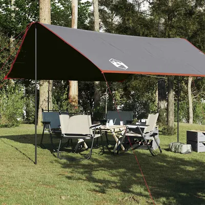 vidaXL Prelată de camping, gri și portocaliu, 430x380x210 cm, impermeabilă
