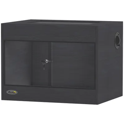 PawHut Terariu pentru Reptile din lemn OSB, uşă din sticlă securizată, încuietoare de siguranţă şi capac detaşabil, 60x45x45cm, Negru | Aosom Romania