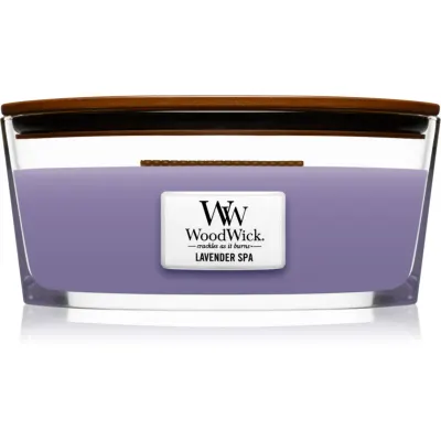 Woodwick Lavender Spa lumânare parfumată cu fitil din lemn (hearthwick) 453 g