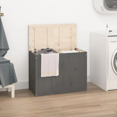 vidaXL Cutie de rufe, gri, 88,5x44x66 cm, lemn masiv de pin