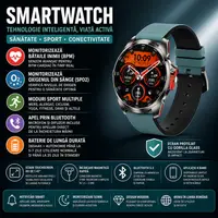 SmartWatch cu Meniu Ro, Apel Bluetooth, Ritm Cardiac, Nivel Oxigen, Calculator, Calendar, Vreme, Moduri Sport, Calorii, Alarma S875