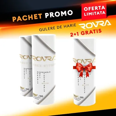 Pachet promo - Gulere de hartie Rovra pentru frizerie - Albe - set 5 role - 3 buc (2+1 GRATIS)