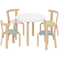 AIYAPLAY Set masă și scaune pentru copii, 5 piese, lemn masiv ușor, multicolor | Aosom Romania