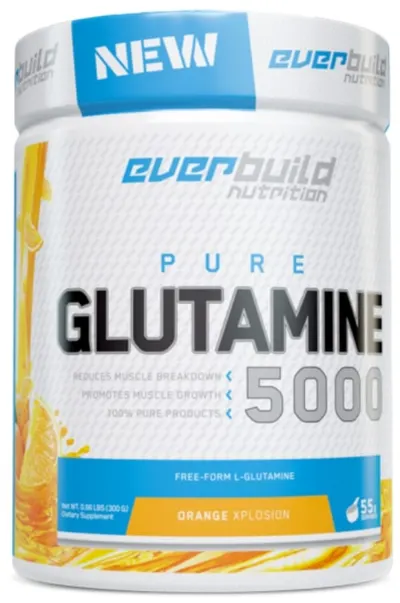 Pure Glutamine 5000, portocală, 300 g, Everbuild