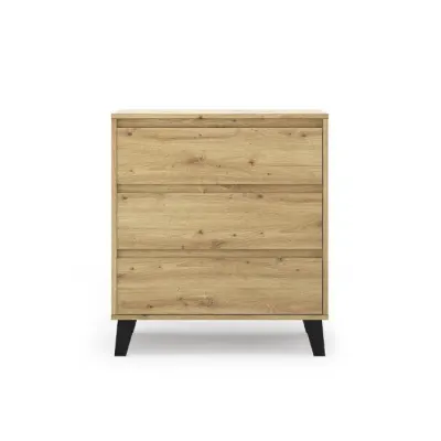 Comoda BORG, 3 sertare, stejar artisan, 70x38,8x78,4 cm