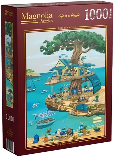 Puzzle Magnolia din 1000 piese - Pisici în copac