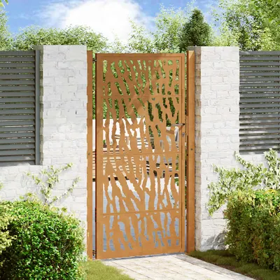 vidaXL Poartă de grădină 100x200 cm, oțel rezistent la intemperii, model cu urme