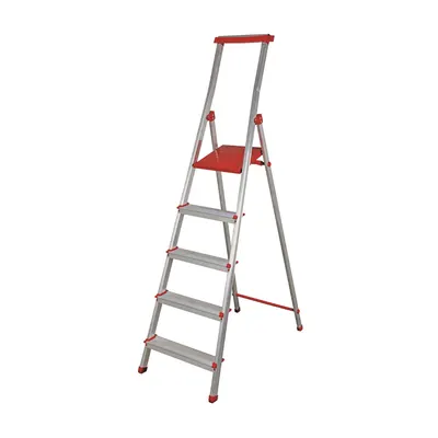 Scara aluminiu pliabila 1111 5 trepte cu platforma inaltime 181 cm sarcina maxima 150 Kg